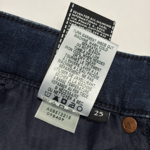 7 For All Mankind Womens B Air Bootcut Crop Dark Wash Denim Jeans 25 Distressed - Picture 6 of 11